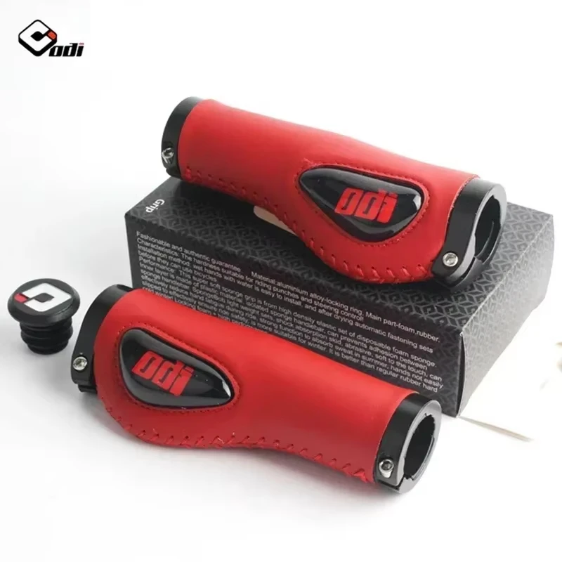 

MTB Ultralight Aluminum Alloy Lock Ring Leather Anti-skid Shock-absorbing silicagel pad Folding Bike grip bike accessories