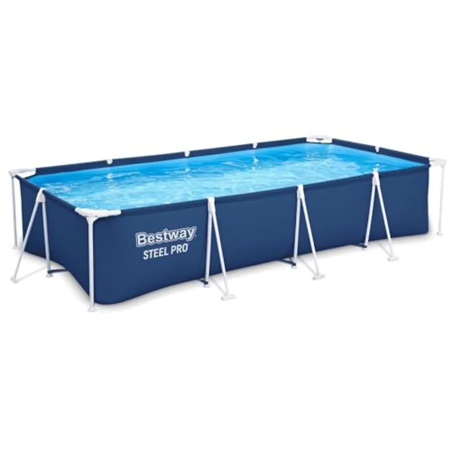 Steel Pro Piscina exterior rectangular sobre el suelo de 13 pies x 32 pulgadas Piscina de vinilo con marco de acero con capacidad de agua de 1506 galones