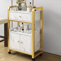 Portable Salon Trolley Golden Luxury Metal Metal Organizer Cart Wheels Tool Cabinet Carrito Auxiliar Salon Furniture MQ50TC