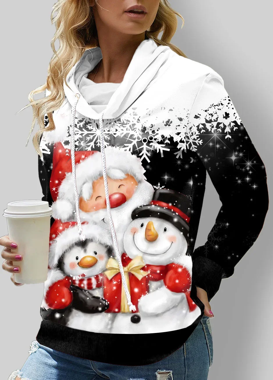 Women's Sweatshirt 3D Prints Christmas Theme Kawaii Graphics Long Sleeve T Shirt Casual Loose Fit O Neck Tee Long Sleeve Tops