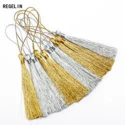 REGELIN Gold/Silver Color Silk Tassel Cord Handmade Rayon Thread Tassels Charms 20pcs 80mm DIY Jewelry Making Findings Materials