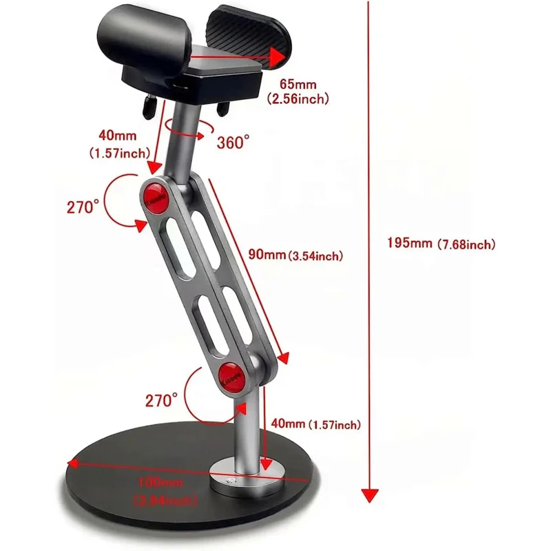 Supporto per telefono da tavolo Canfon, regolabile e 360 °   Schermo rotante, tutto in metallo, universale, 4,5-7,0 pollici