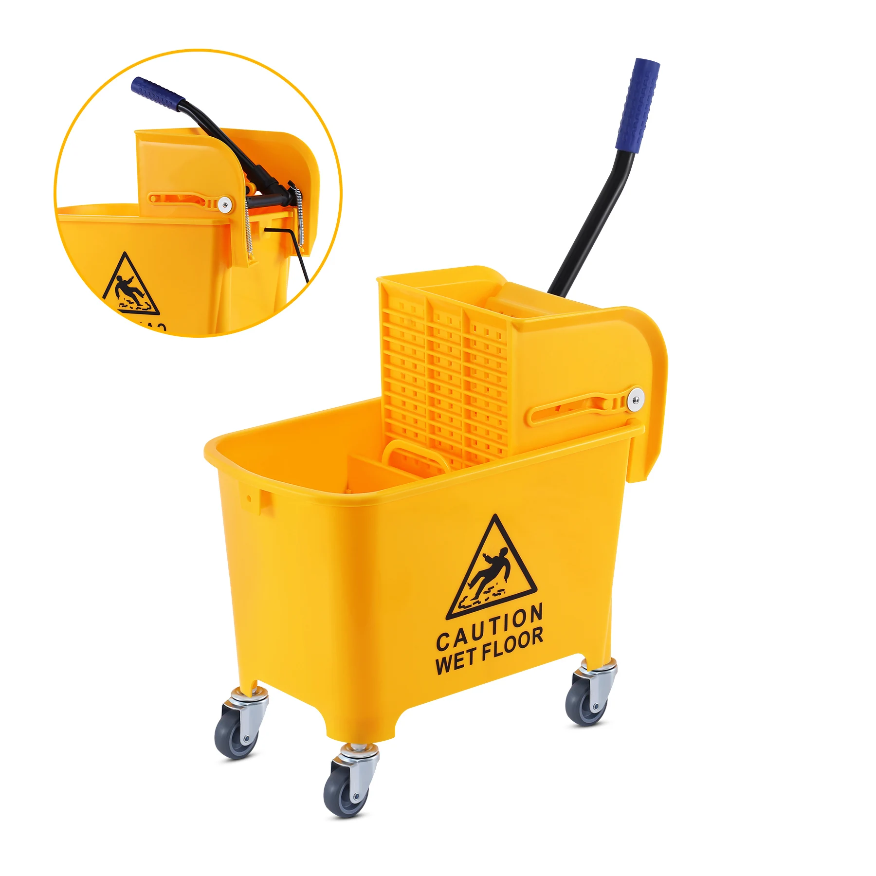 Commercial Mop Bucket w/Wringer Combo Commercial Rolling Cleaning Cart Cleaning Trolley 20L/5 Gallon For Home Shop Garden Hotel