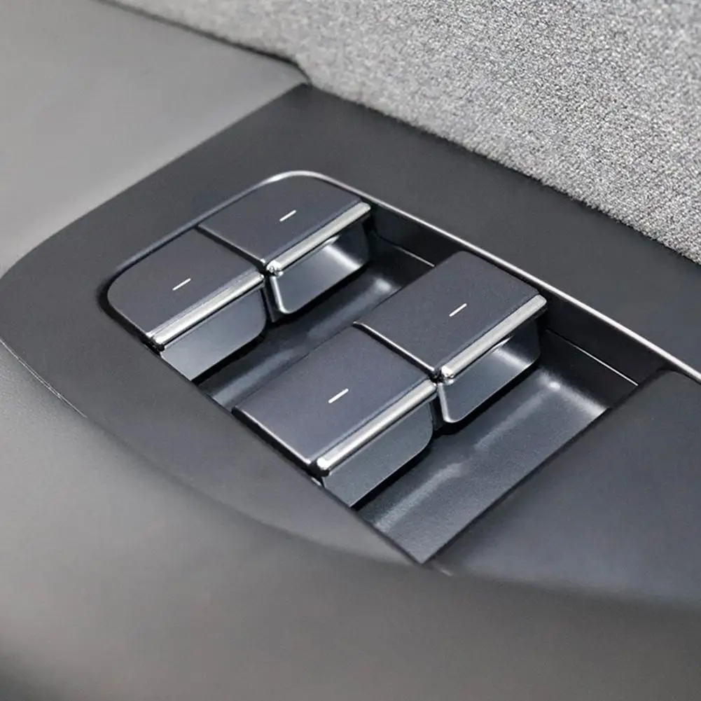 7Pcs Car Window Lift Switch Button Sticker  for Tesla Model Y/3/3+ Highland 2024 ABS  Decoration Sequins Accessories