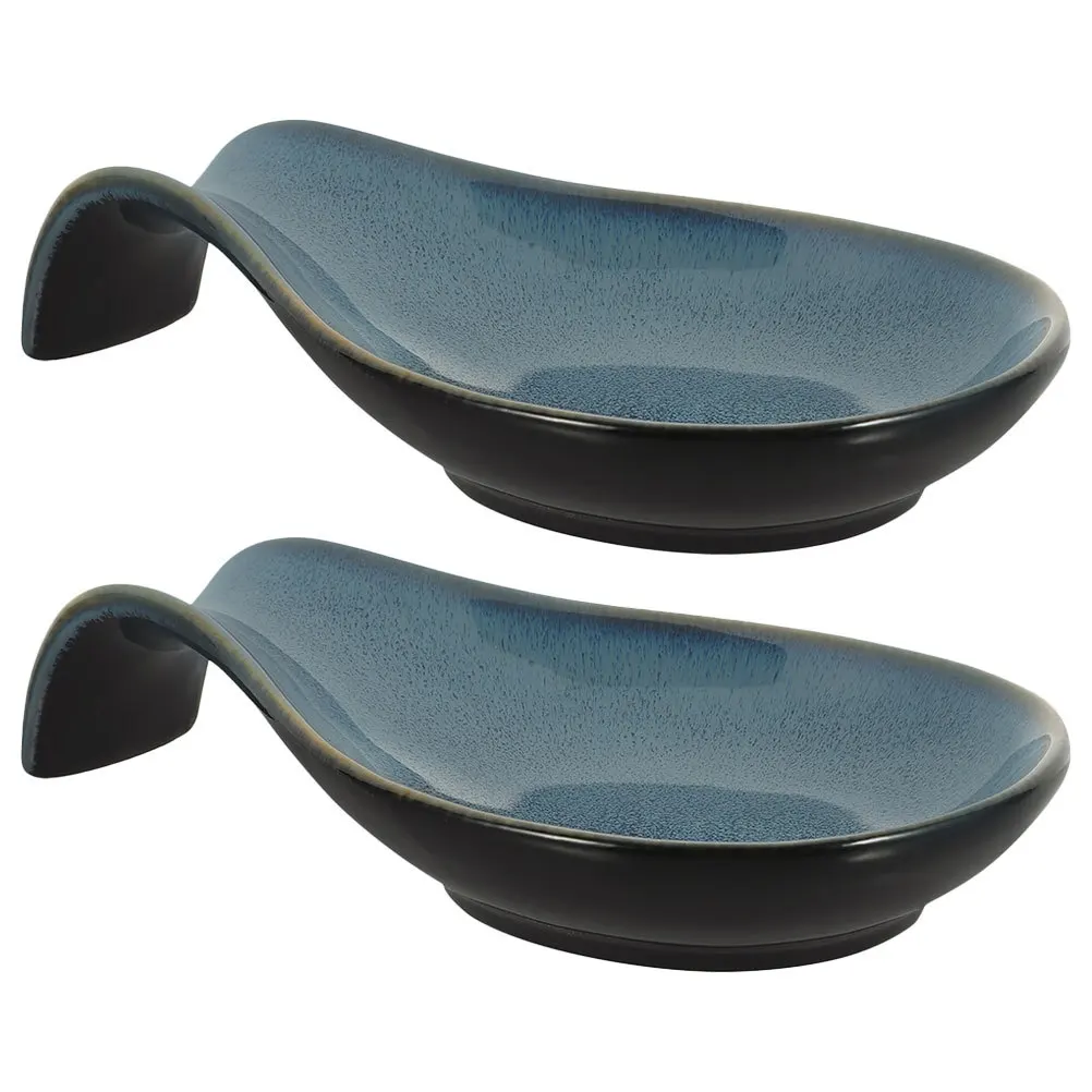

2Pcs Ceramic Spoon Rest Scoop Holder for Kitchen Counter Multi-Functional Ladle Rest Compact Household Gadgets Dinner Table