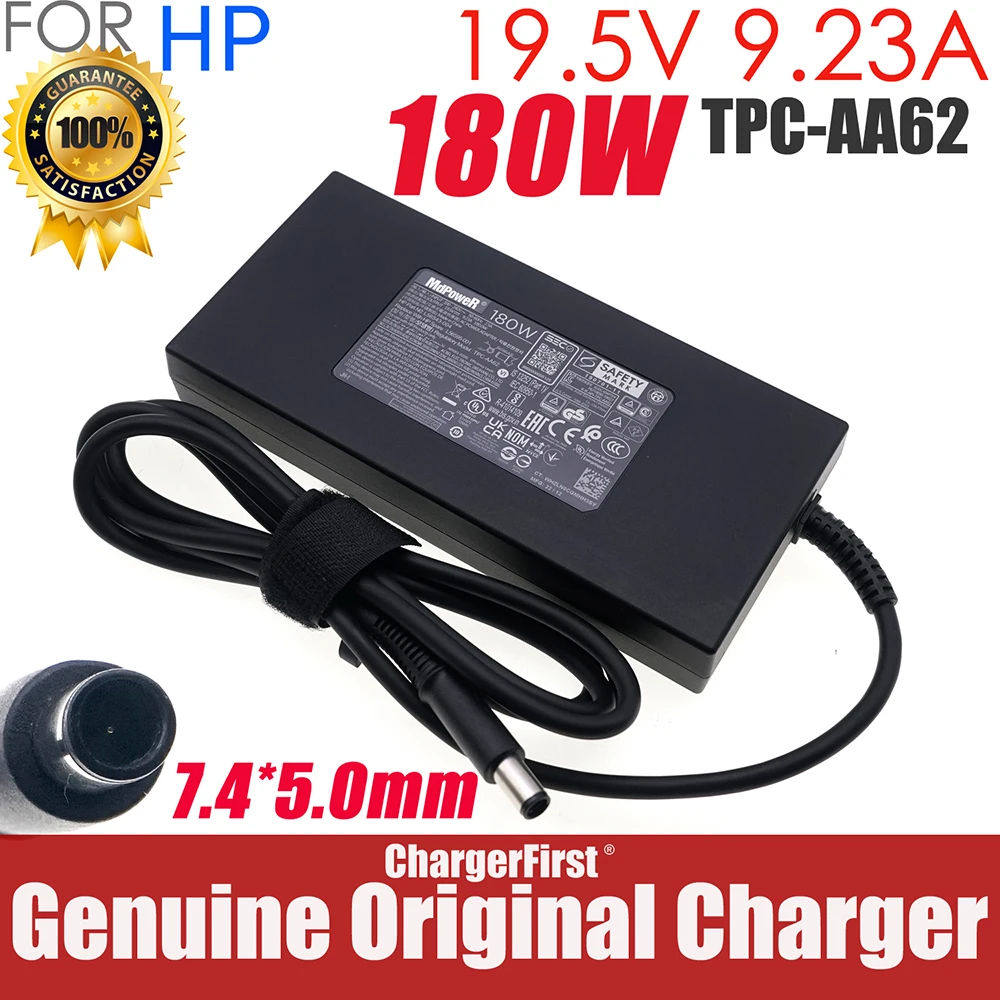 TPC-AA62 180W for HP Laptop Power Supply AC Adapter L56543-004 Spare L56595-001 19.5V 9.23A 7.4x5.0mm Charger Original