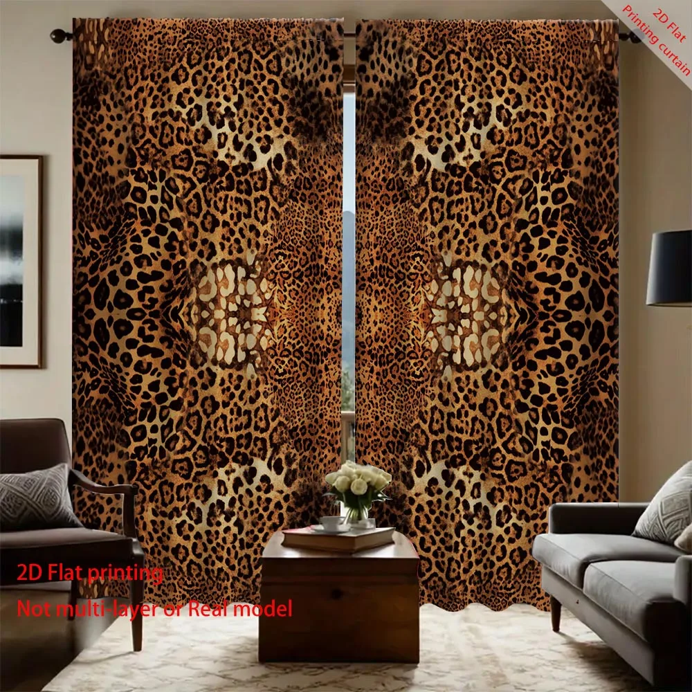 

Leopard print aesthetic printed curtains, retro home decor, dormitory, office, and living room balcony blackout curtains
