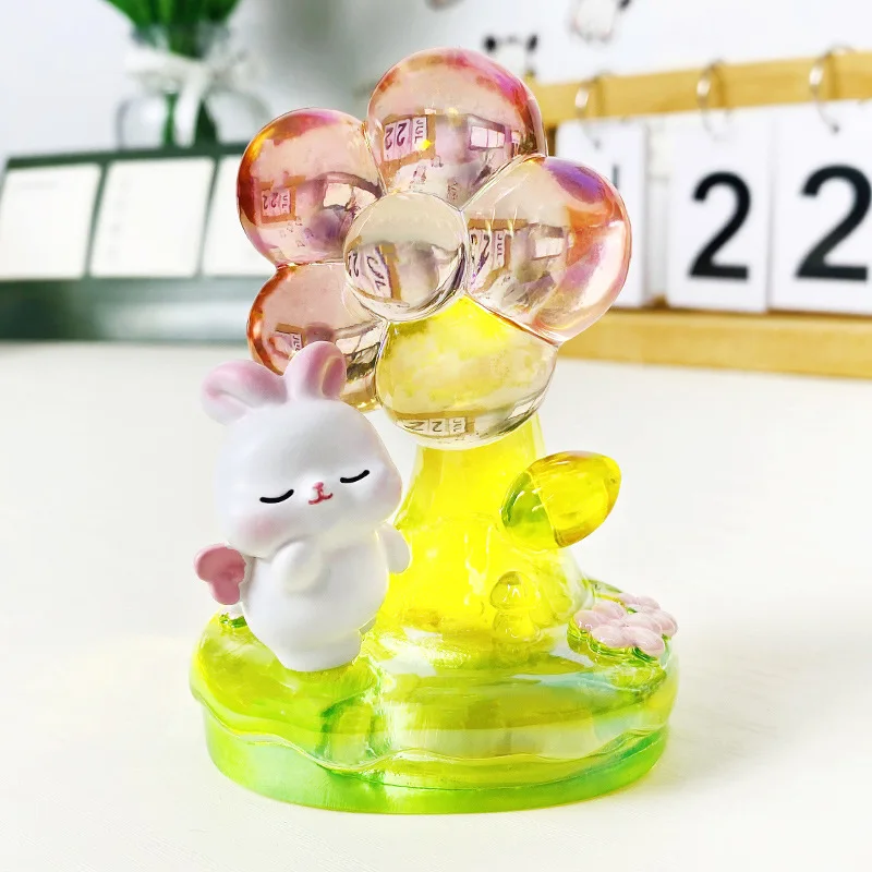 Cartoon Tulip Flower Ballet Bear Goodnight Light Keychain Girls Ambiance Bedroom Office Tabletop Decor Rabbit Nightlight Gift