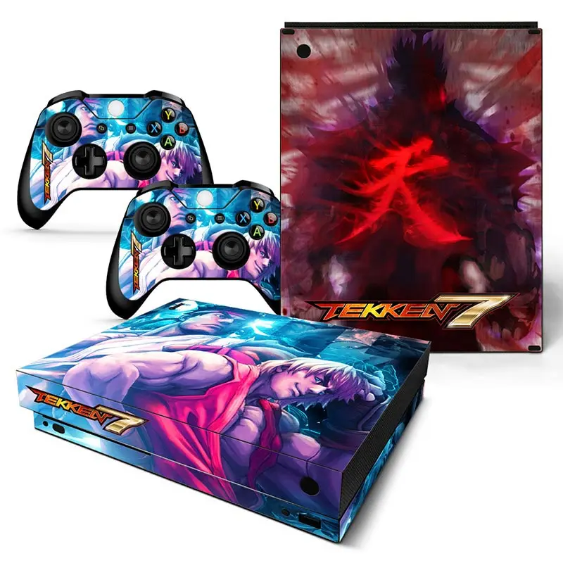 Tempelan stiker kulit Tekken7, untuk Xbox One X konsol dan 2 pengontrol untuk Xbox One X Skin stiker vinil