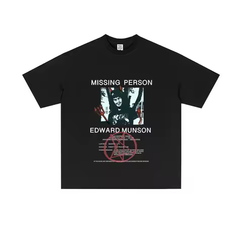 Missing Poster Eddie Munson T-shirt The Demogorgon Cannibal Flower Monster T Shirts Men Women Funny Oversized Short Sleeve Tees