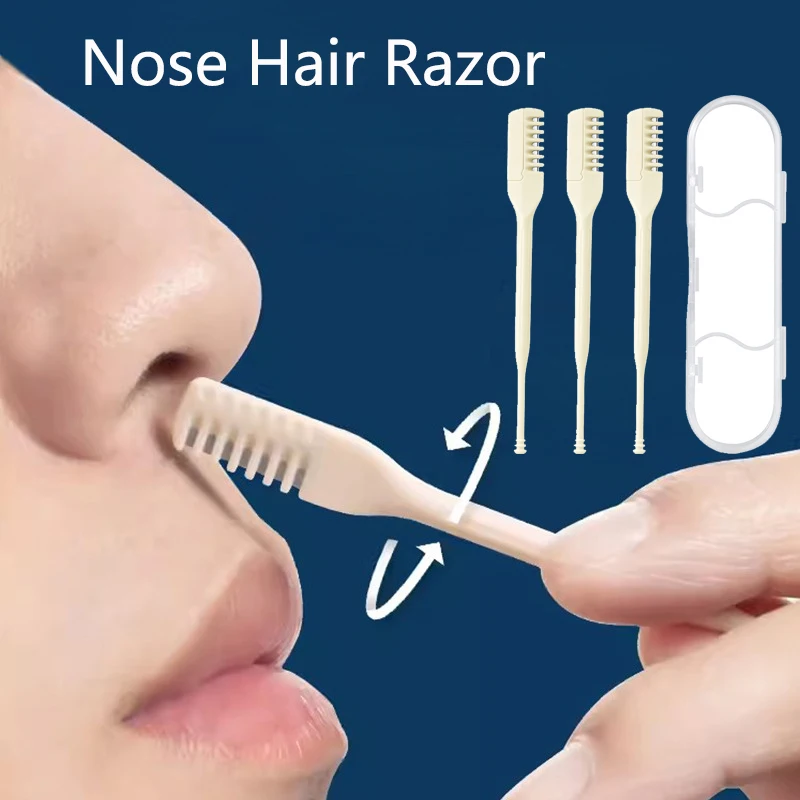 

1Pcs/3Pcs Double-ended Nose Hair Razor Nostril Cleaning 360° Manual Rotating Nose Hair Trimmer for Women Men Shaving Nose Hair