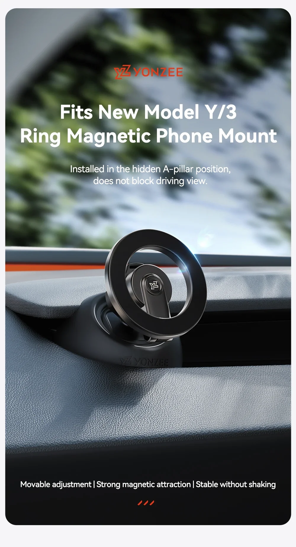 YZ Für Tesla Model 3 Y YL Highland Juniper Magnetische Auto-Handyhalterung 360° ° Drehbare Metall-Autohalterung, verschiedene Ausführungen, einfache Installation, Innenraumzubehör, Unterstützung für magnetische Telefone, Tesla – Detail 13