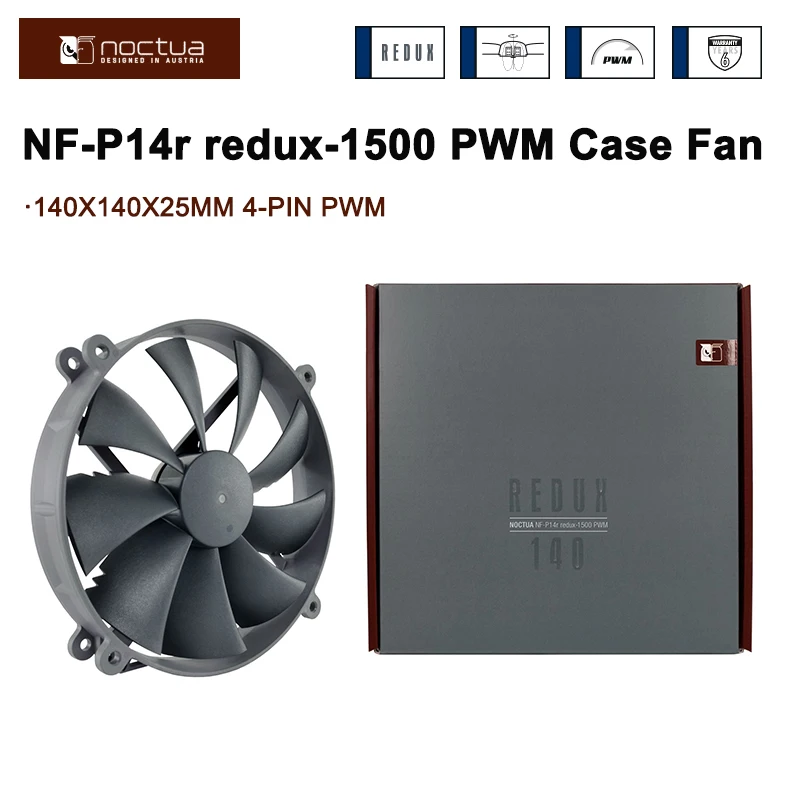

Noctua NF-P14r redux-1500 PWM Case Fan Round Frame 140mm Computer CPU Cooling Radiator Fan