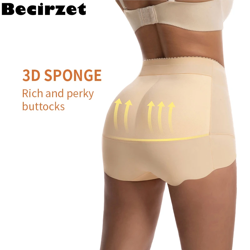Becirzet Hip Pads Shapewear Butt Lifter Panties Abdomen Reducing High Waist Slimming Body Shaper Woman Underwear