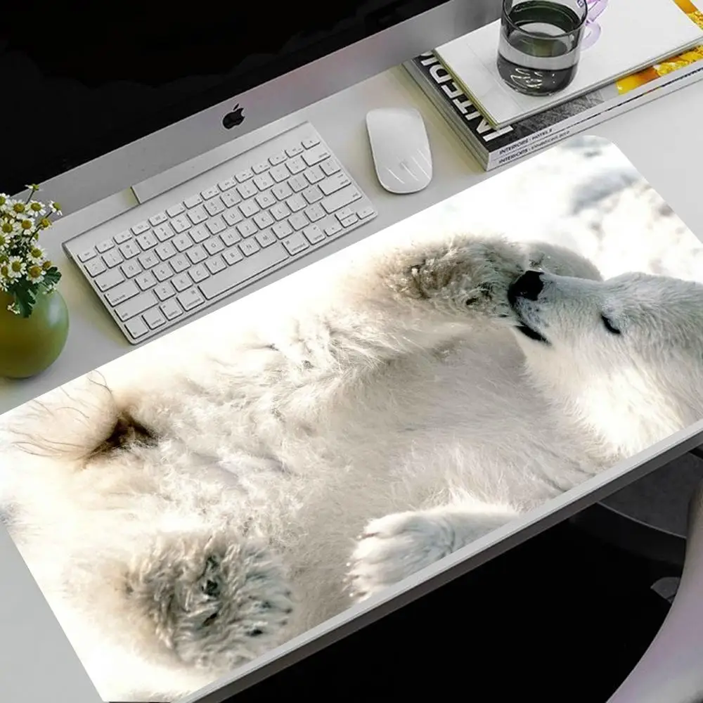 Urso polar mouse pad computador mouse pad gamer mousepad 1000x500mm xxl preto & branco grande mouse tapete mause tapete pc mesa gabinet