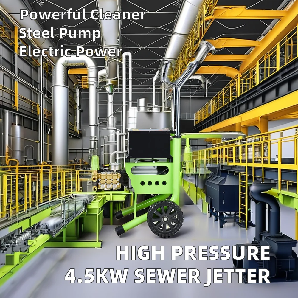 High Pressure 4.5Kw 18Mpa Stainless Steel Pump Head Pm Frequency Pipe Drain Cleaner Sewer Jetter Machine