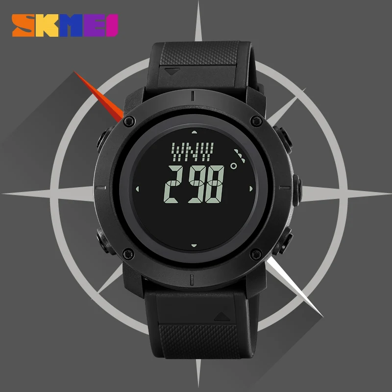 SKMEI Genuine Digital Watch Army Green Camouflage World Time Compass Chimes all'ora un orologio per viaggi e avventure 2095