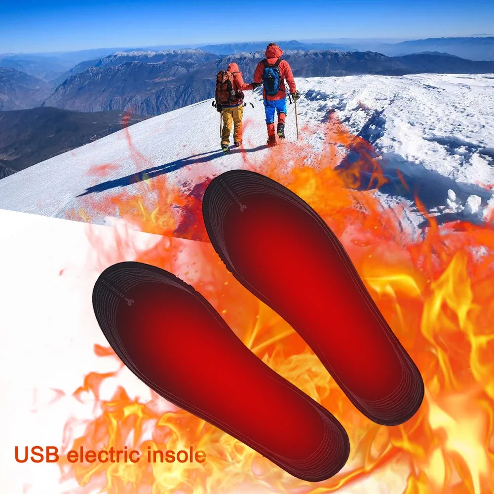 1-4Pair Electric Heated Insoles USB Heating Warm Sock Pad Mat Cuttable Electric Heated Insoles Winter Thermal Insole For Outdoor