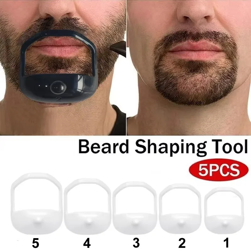 Beard Styling Tool Home 5 Sizes Men's Symmetrical French Beard Contour Trimming Tool Set Goatee Symmetrical Beard Template Tool