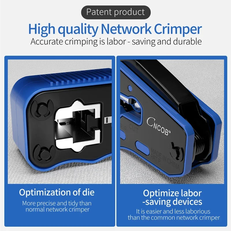 Обжимной инструмент CNCOB RJ45, проходной резак Cat6 Cat5 Cat5e 8P8C, модульные разъемы, сетевой инструмент для проводов, щипцы для кабеля