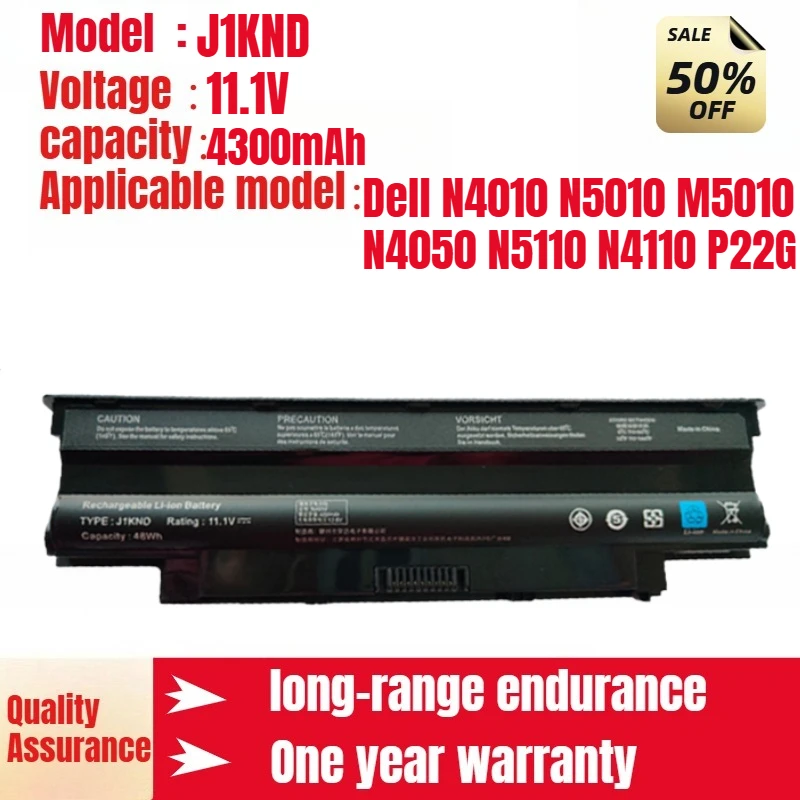 J1KND Dell Laptop Battery for Dell N4010 N5010 M5010 N4050 N5110 N4110 P22G Genuine Lithium Ion Battery 11.1V 4300mAh