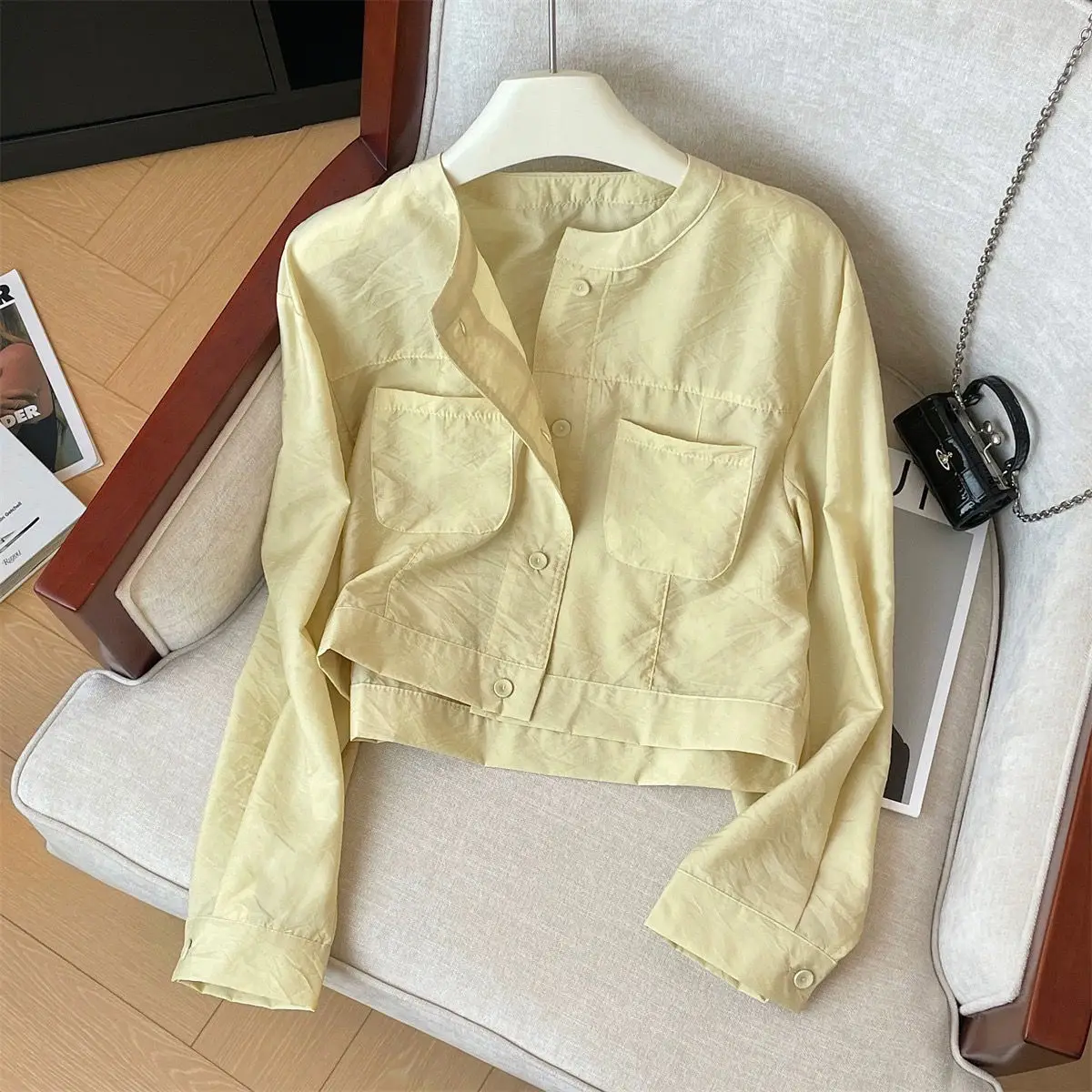 

Ele ort Sve Women's irt Lightweight Summer Faion Outerwear Polyester Fiber Long Sve Versatile Outer Jaet