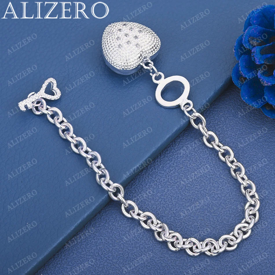 

ALIZERO 925 Sterling Silver Hollow Heart Zircon Bracelet For Women's Fashion Parties Couples' Valentine's Day Gifts