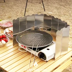 Opvouwbare Gasfornuis Voorruit Outdoor Camping Kookbrander Winddicht Scherm Aluminium Windscherm Deflector Picknick Inrichting