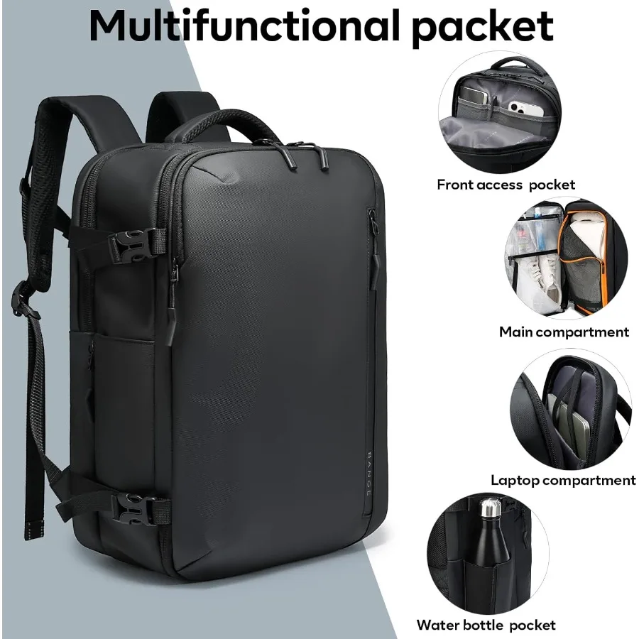 Mochila de viagem BANGE com compartimento para laptop de 15,6 polegadas e trava TSA para homens e mulheres, resistente à água, grande voo de mão Ap