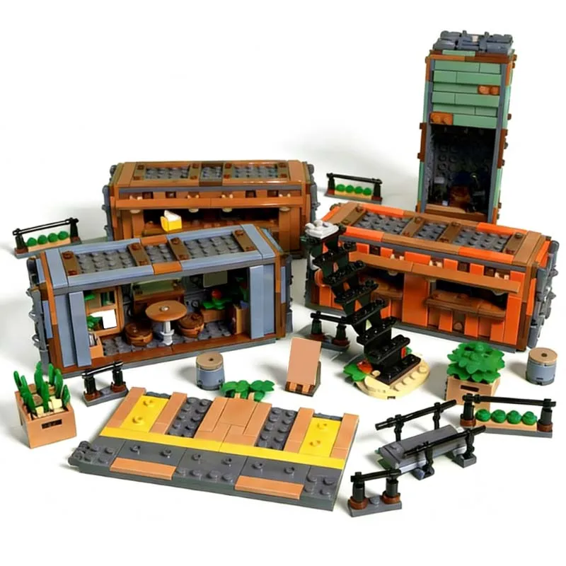 1699 pièces Blocs de construction modulaires personnalisables MOC, thème Ville, Rue, Caisse de transport, Place, Technologie simple, Populaire, DIY, Jouet d'assemblage pour garçons, Cadeau