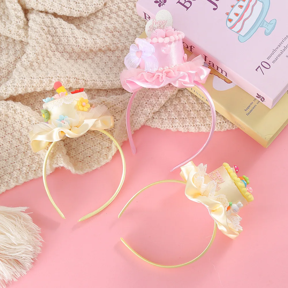 

Sweet Lolita birthday cake, hair band, birthday party, pearl hair accessory, ethereal pearl lace hair band