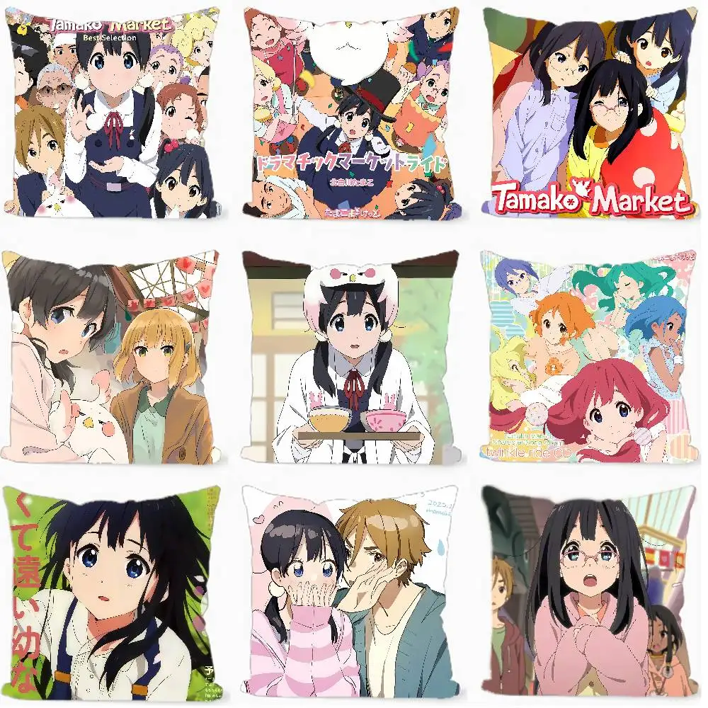 Anime T-Tamako Market 45*45cm Cushion Cover Cushion Covers Natural Linen Breathable Sofa Bedroom Decor Pillowcase