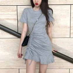 Clothing Shirt Female Dresses 2025 Bandage Women's Dress Ruffle Short Mini Tshirts One-piece Chic and Elegant Pretty Hot Loose X