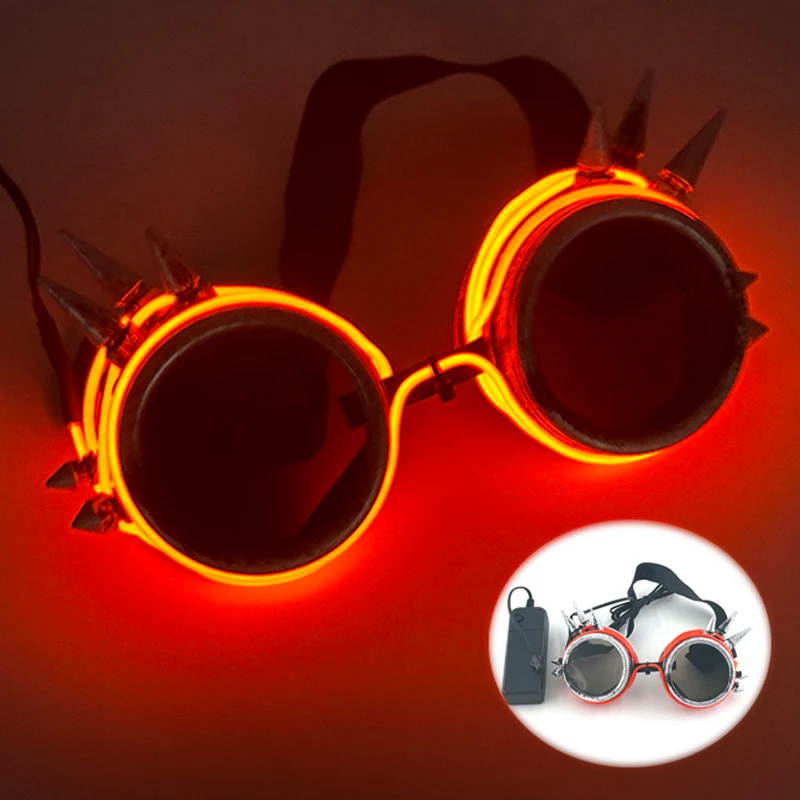 Hot Neon Flashing Balck Lens Glasses Luminous LED Sunglasses Steampunk Bar DJ Flashing Supplies Glowing Glasses With Light Props