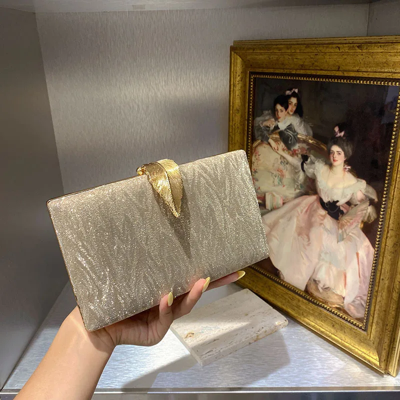 

Вечерние клатчи с золотыми листьями, женская сумка на плечо, женский деловой клатч с длинной цепочкой, кошельки для девочек, Minaudiere