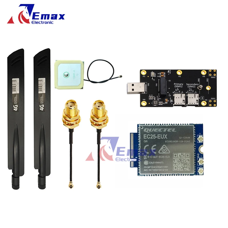 Quectel EC25EUXGR-128-SGNS EC25-EUX M.2 NGFF Module With SIM Card Slot 4G LTE Cat4 4G GPS Antenna M.2 To USB 3.0 Adapter