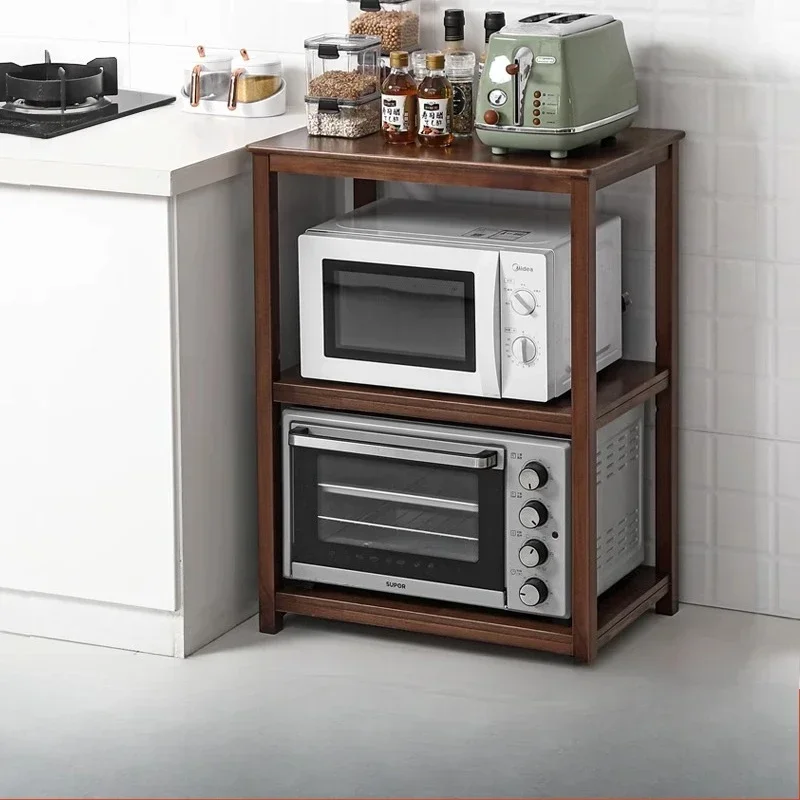 

Solid wood kitchen Microwave oven Shelf Floor-to-ceiling rice cooker Meal side Multi-layer storage cabinet Printer Small shelf