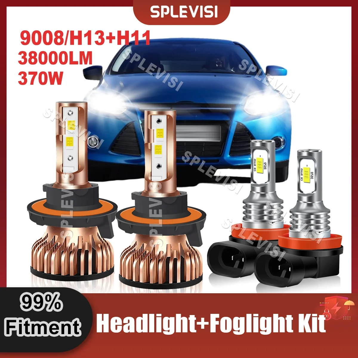 

Upgrade Car Light Superior CSP Chips LED Headlight High Low Beam H13/9008 +H11 Foglight Kit For Ford Focus 2008 2009 2010 2011