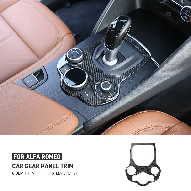 

For Alfa Romeo Giulia 2017-2019 Real Dry Carbon Fiber Car Center Console Gear Shift Panel Frame Cover Trim Sticker Accessories