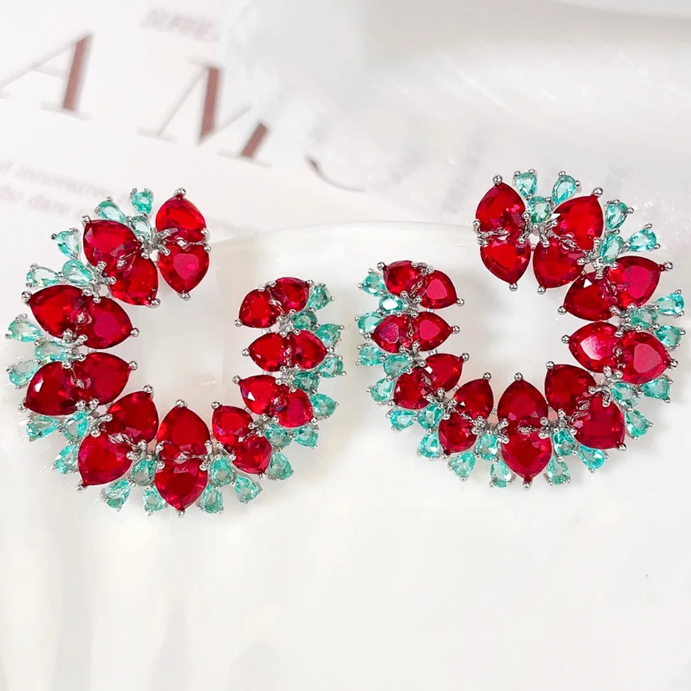 

Missvikki Shiny Luxury Sweet Romantic Hollow Earrings Full Cubic Zirconia for Women Wedding Chic Trendy Earrings High Quality