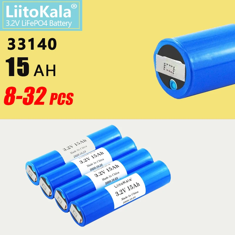 

8-32pcs LiitoKala 33140 3.2v 15Ah lifepo4 battery
