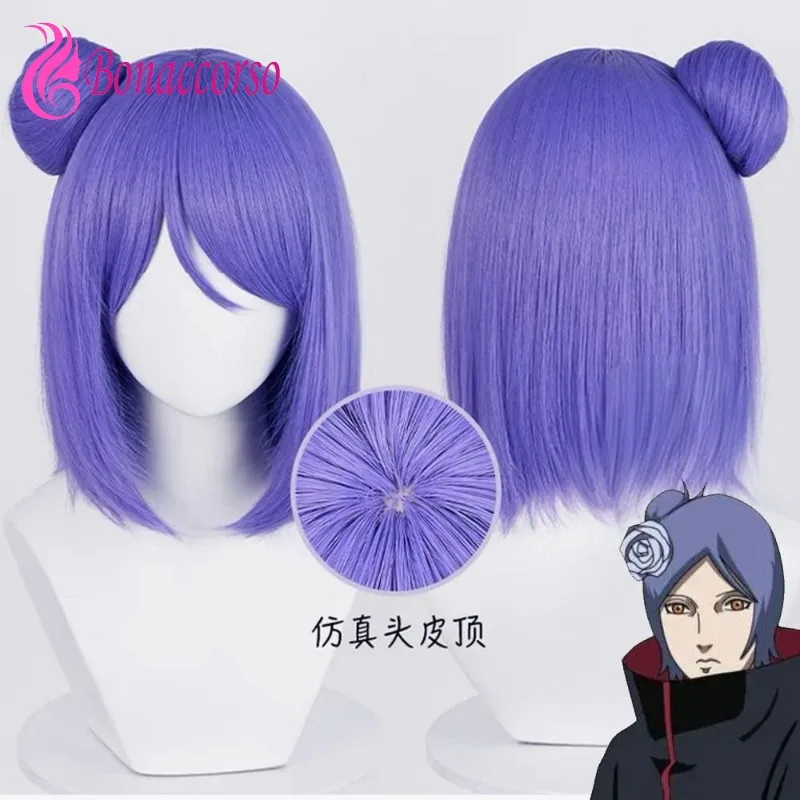 

HOKAGE NINJA Konan Cosplay Wig Synthetic Short Straight Wig Anime Coser Cute Girl Heat Resistant Fiber High Quality Wig Party