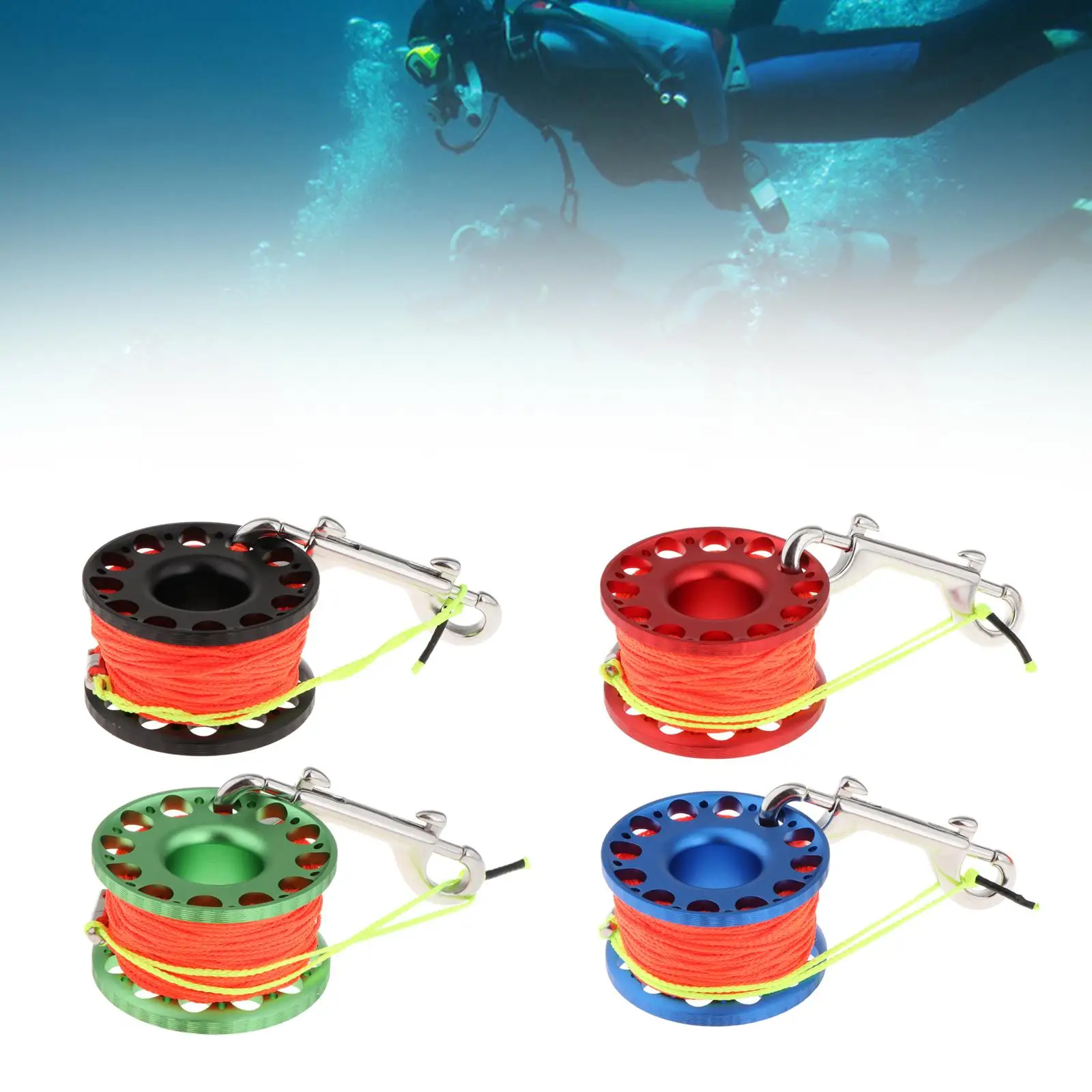 

Scuba Diving Reel with Stainless Steel Double End Bolt Snap for Diving Freediving Underwater Activities Snorkeling Equipment