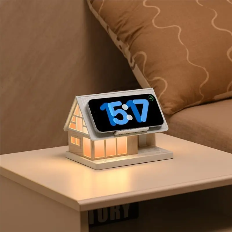 【ORNAMENT】Sleep Aid House-Shaped Nightstand Light, White Noise Machine, 3-Level Dimmable Control With Timer, Bedside Lamp