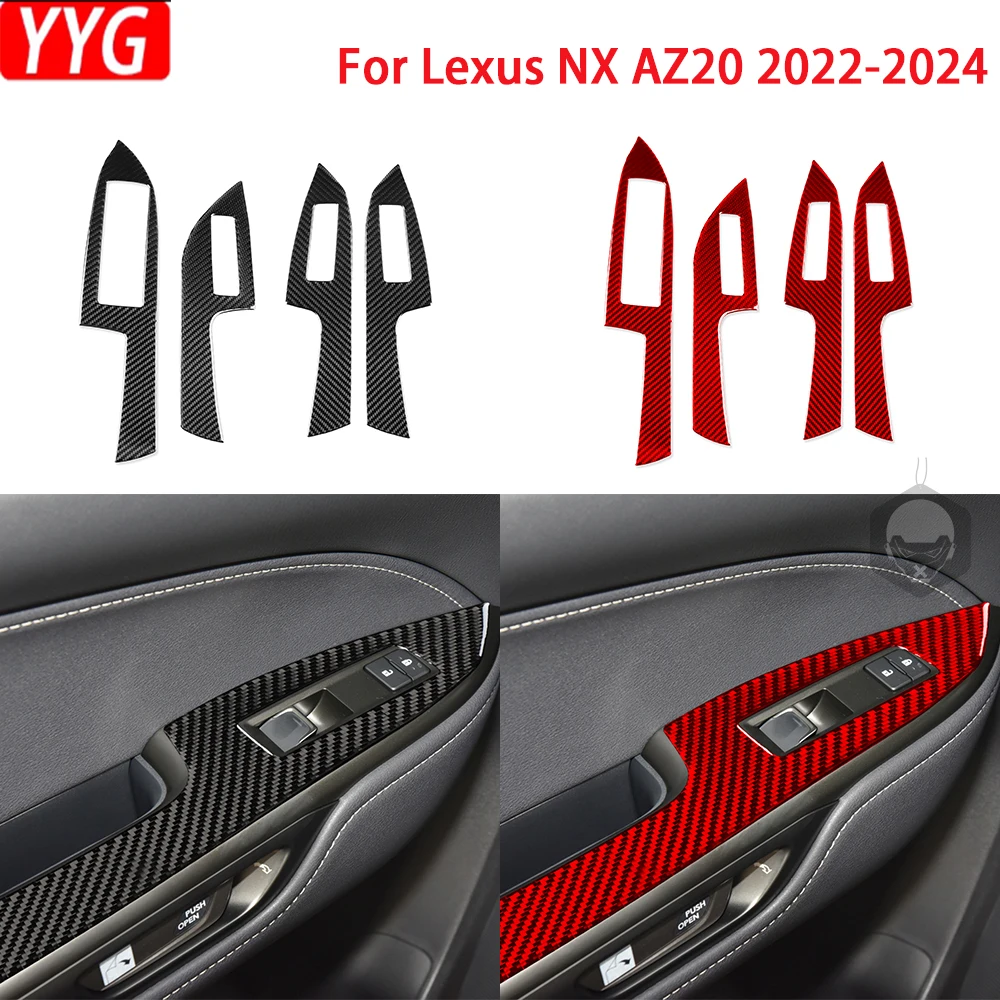 

For Lexus NX AZ20 2022 2023 2024 Carbon Fiber Window Lift Switch Panel Cover Car Interior Decoration Accessories Sticker