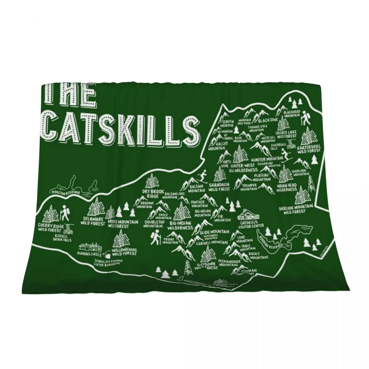 

The Catskills Map Art Throw Blanket Flannel Fabric warm winter Moving Blankets