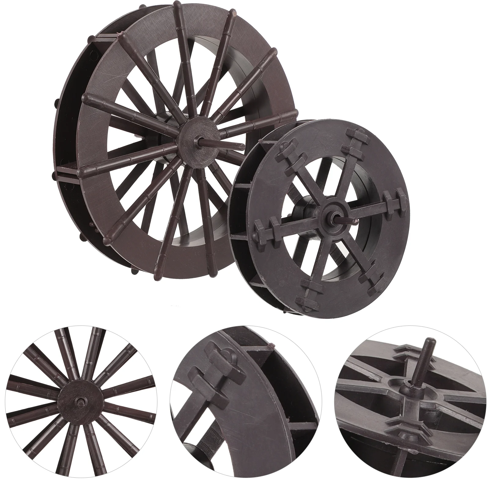 2 Pcs Fountain Feng Shui Wheel Simulation Model Models DIY Water Plastic Waterfall Accessories Pressure Washer Wheels Ornament