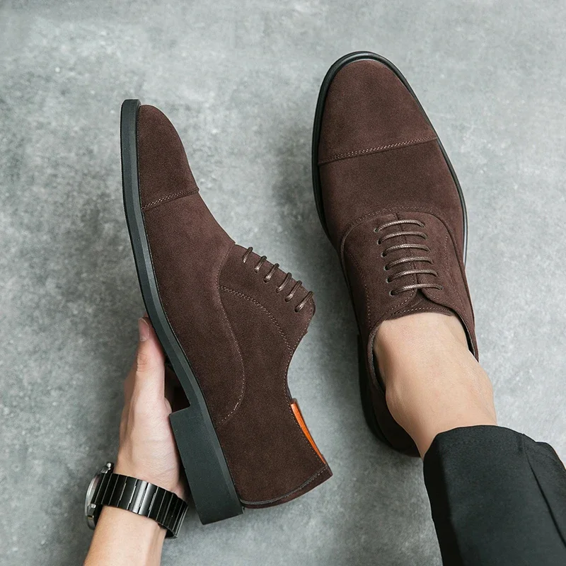 

Men's Oxford Shoes Brand Suede Leather loafers Vintage Slip-on Classic Casual Men Driving Shoes Wedding Male Dress Shoes Pointed