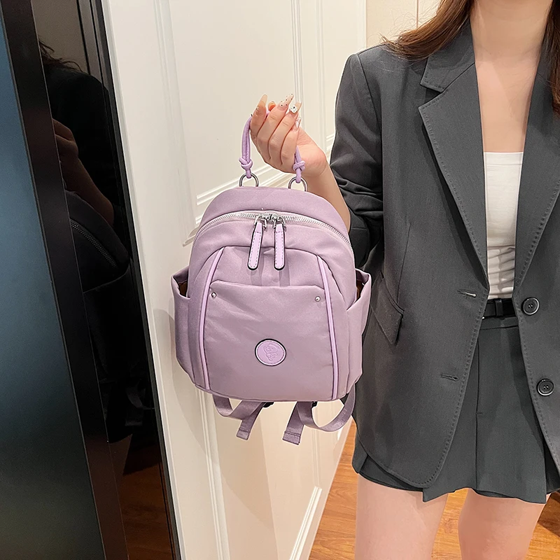 Casual Small Size Nylon Backpack Solid Zipper Large Capacity Simple Versatile Portable Backpack for Women 2024 Autumn Fashion