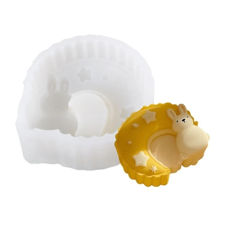 

Flexible Silicone Mousse Cake Mold Moon Rabbits Shaped Ice Skin Mooncakes Mould Elegant Pastries Mould Baking Supplies